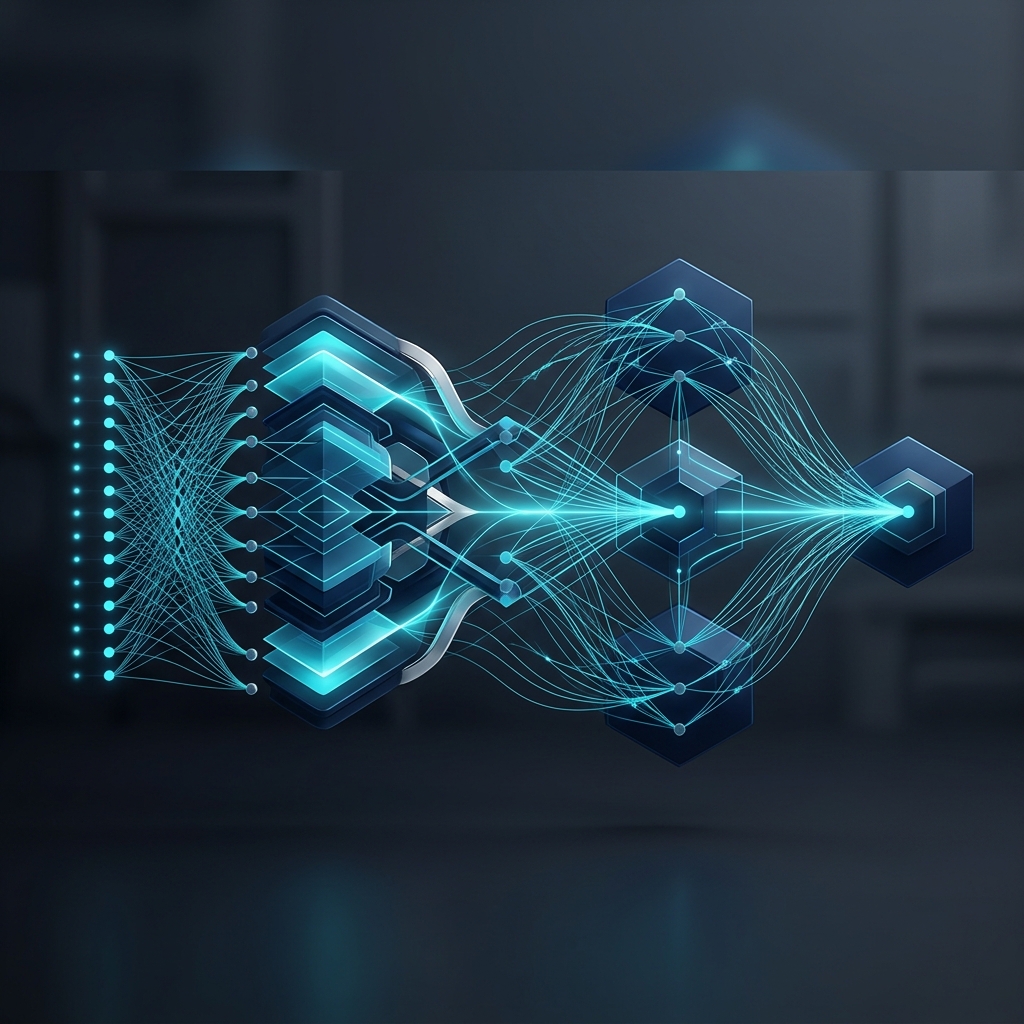 Abstract AI architecture representing 86b.ai's enterprise engineering