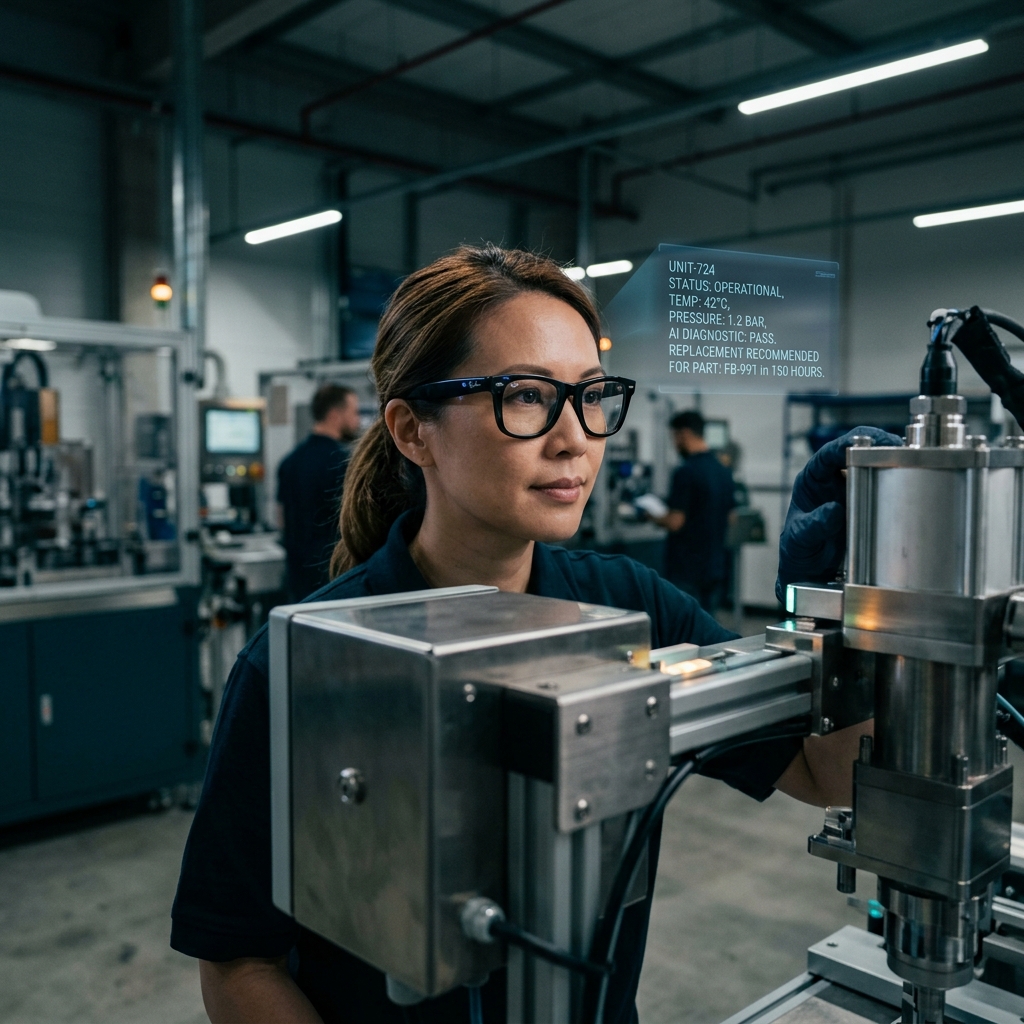 Engineer using Meta Ray-Ban smart glasses in the field
